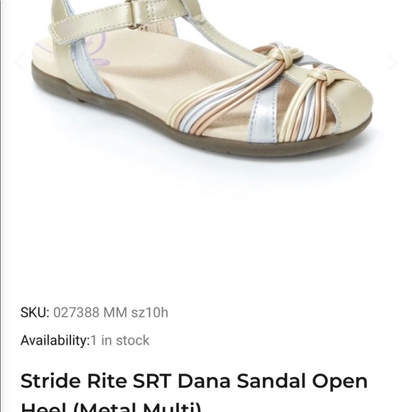 New Stide Rite Dana Sz 1 Wide Girls Sandals - Picture 4 of 5